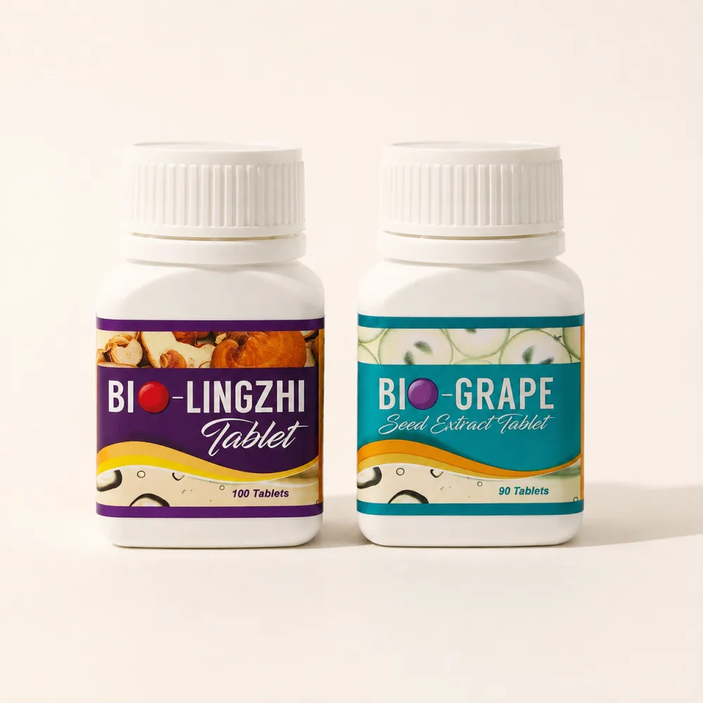 BIO靈芝王 同 BIO葡萄籽 兩支並排