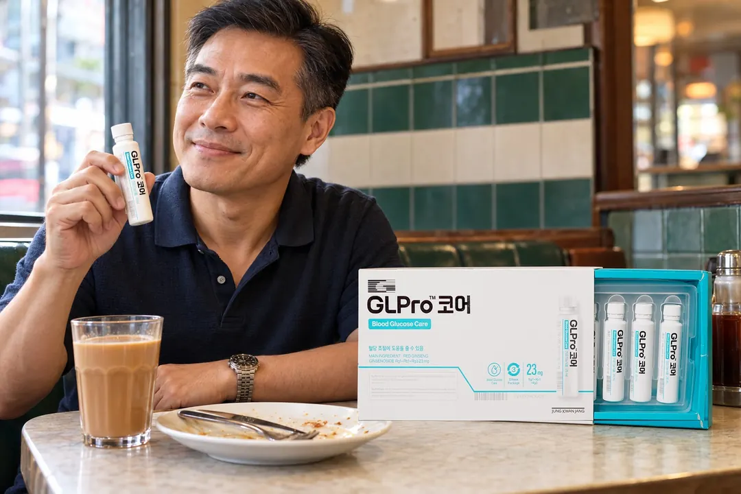 茶餐廳食完飯,枱面上有一盒 GL Pro Core 同一杯奶茶