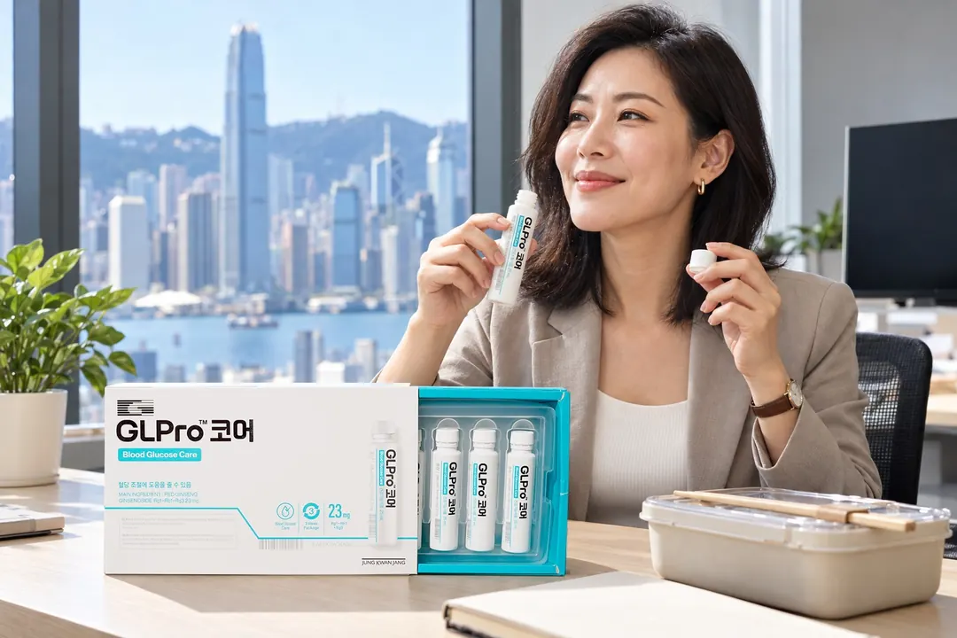寫字樓食完午飯,拎住一支 GL Pro Core,枱面放住打開咗嘅一盒