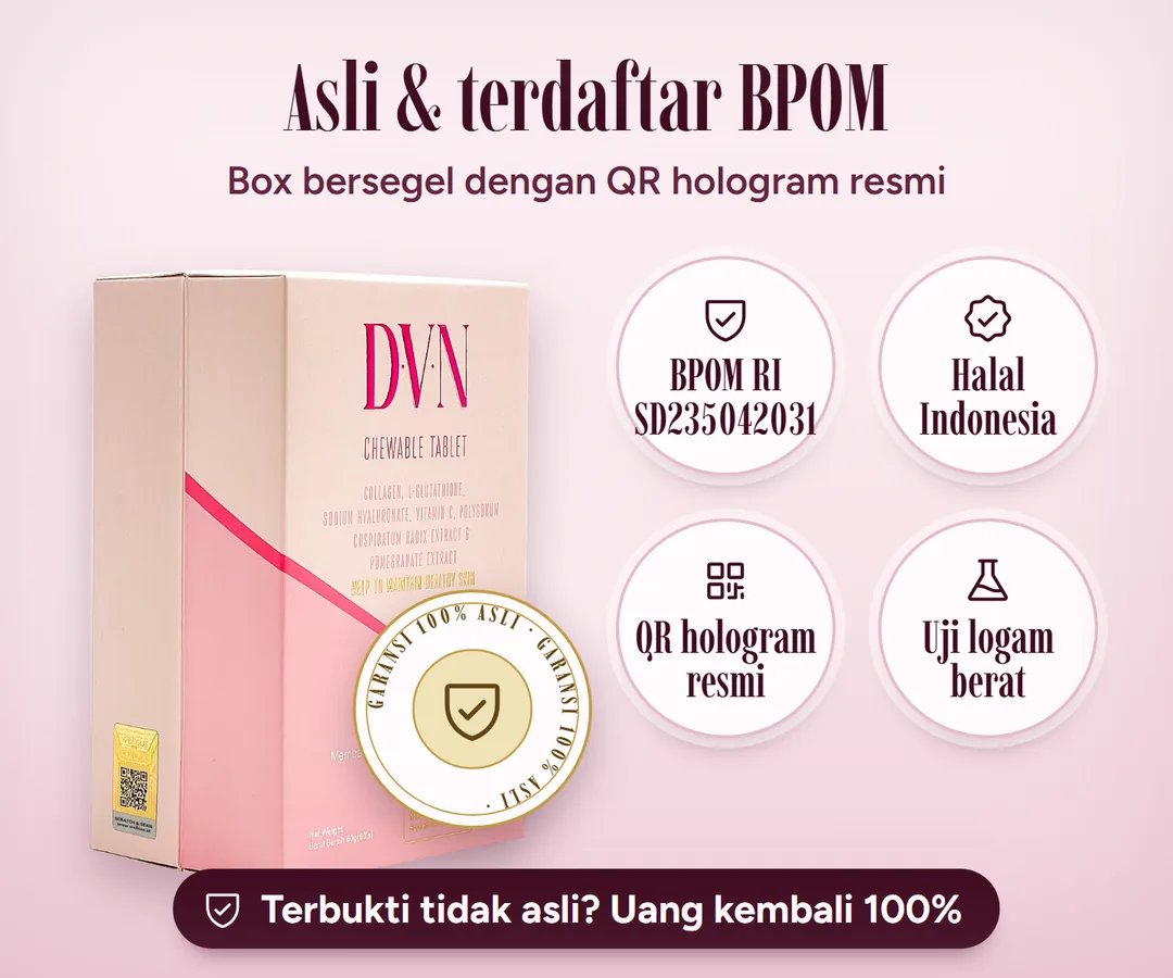 Asli dan terdaftar BPOM: box bersegel dengan QR hologram resmi, BPOM RI SD235042031, Halal Indonesia, uji logam berat, Garansi 100% Asli.