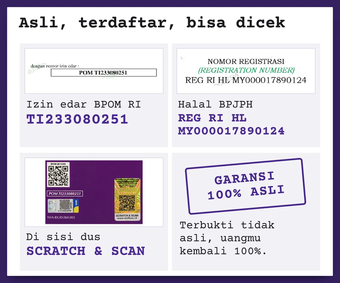 FEMOIRE NOVIA asli: BPOM RI TI233080251, halal REG RI HL MY000017890124, hologram SCRATCH & SCAN dan kode QR BPOM di sisi dus, Garansi 100% Asli.