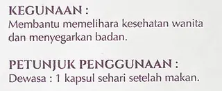 Belakang dus FEMOIRE NOVIA: Kegunaan membantu memelihara kesehatan wanita dan menyegarkan badan; Petunjuk penggunaan dewasa 1 kapsul sehari setelah makan