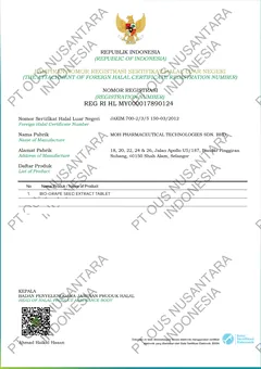 Lampiran registrasi sertifikat halal luar negeri BPJPH nomor REG RI HL MY000017890124 untuk BIO-GRAPE SEED EXTRACT TABLET