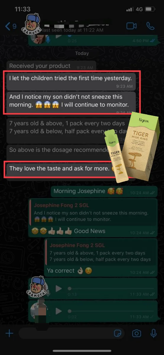 Customer message — the whole family drinks it