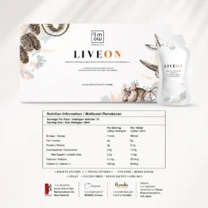LIVEON box, sachet and nutrition label