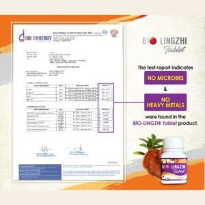 Laboratory certificate: no heavy metals or microbes in BIO LingZhi tablets