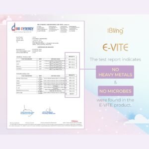 Laboratory certificate: no heavy metals or microbes in E-VITE