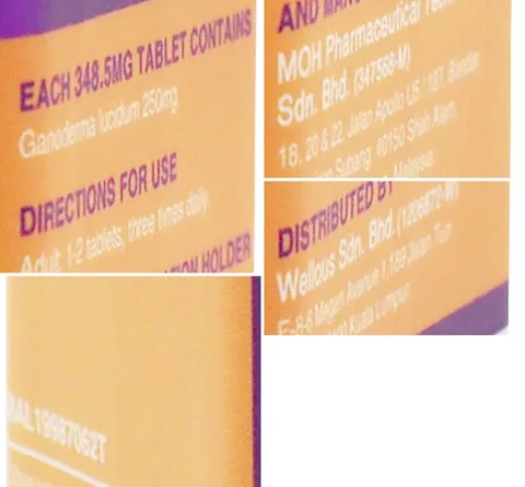 BIO-LINGZHI Tablet label with registration number MAL19987062T
