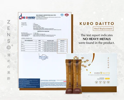 Bio Synergy Laboratories heavy metal test report card for Kuro Daitto Coffee