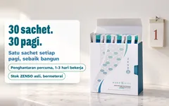 Sekotak Kuro Mizu yang dibuka bersama sachetnya dan kalendar koyak pada hari 1: 30 sachet, 30 pagi, satu setiap pagi sebaik bangun. Penghantaran percuma, 1-3 hari bekerja; stok ZENSO asli yang bermeterai.