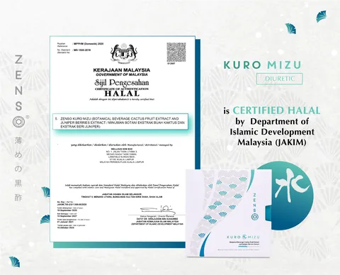JAKIM halal certificate card for ZENSO Kuro Mizu