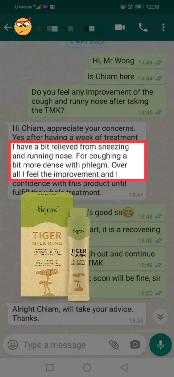 Customer message — improvement after a week