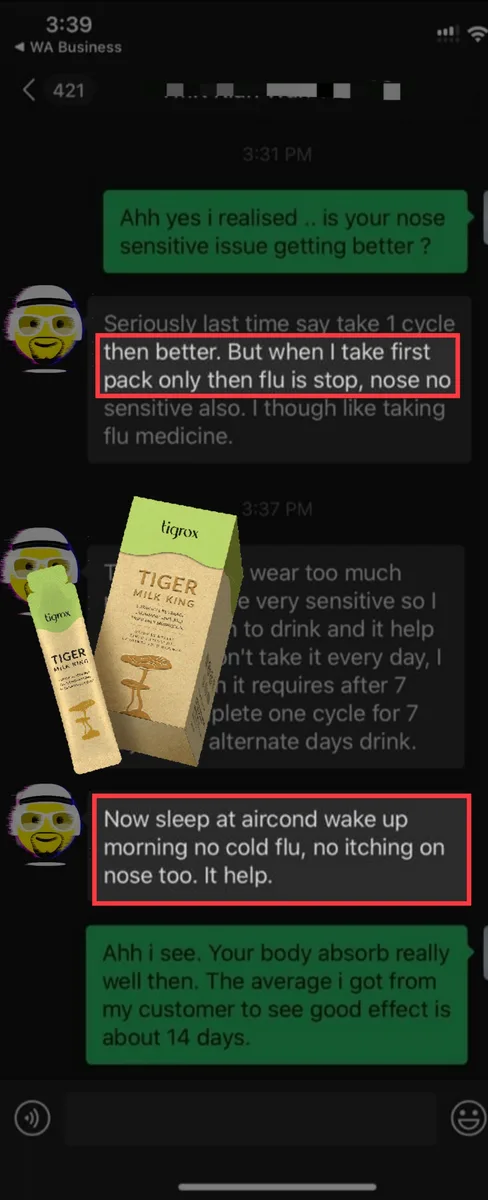 Customer message — a follow-up conversation