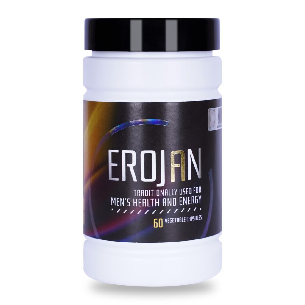 EROJAN bottle of 60 vegetable capsules, traditionally used for men's health and energy