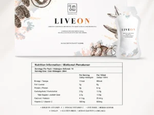 LIVEON box, sachet and nutrition label
