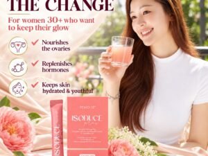 A woman drinking ISODUCE Plus on a sunny balcony