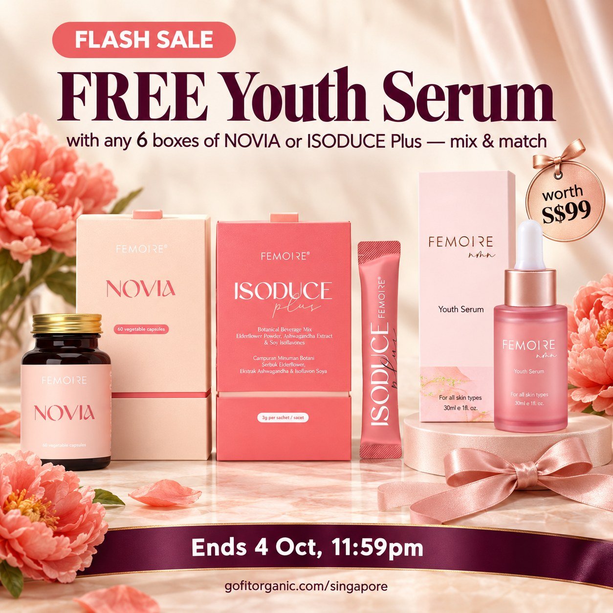 Flash sale until 4 Oct, 11:59pm: FREE Youth Serum with 6 boxes