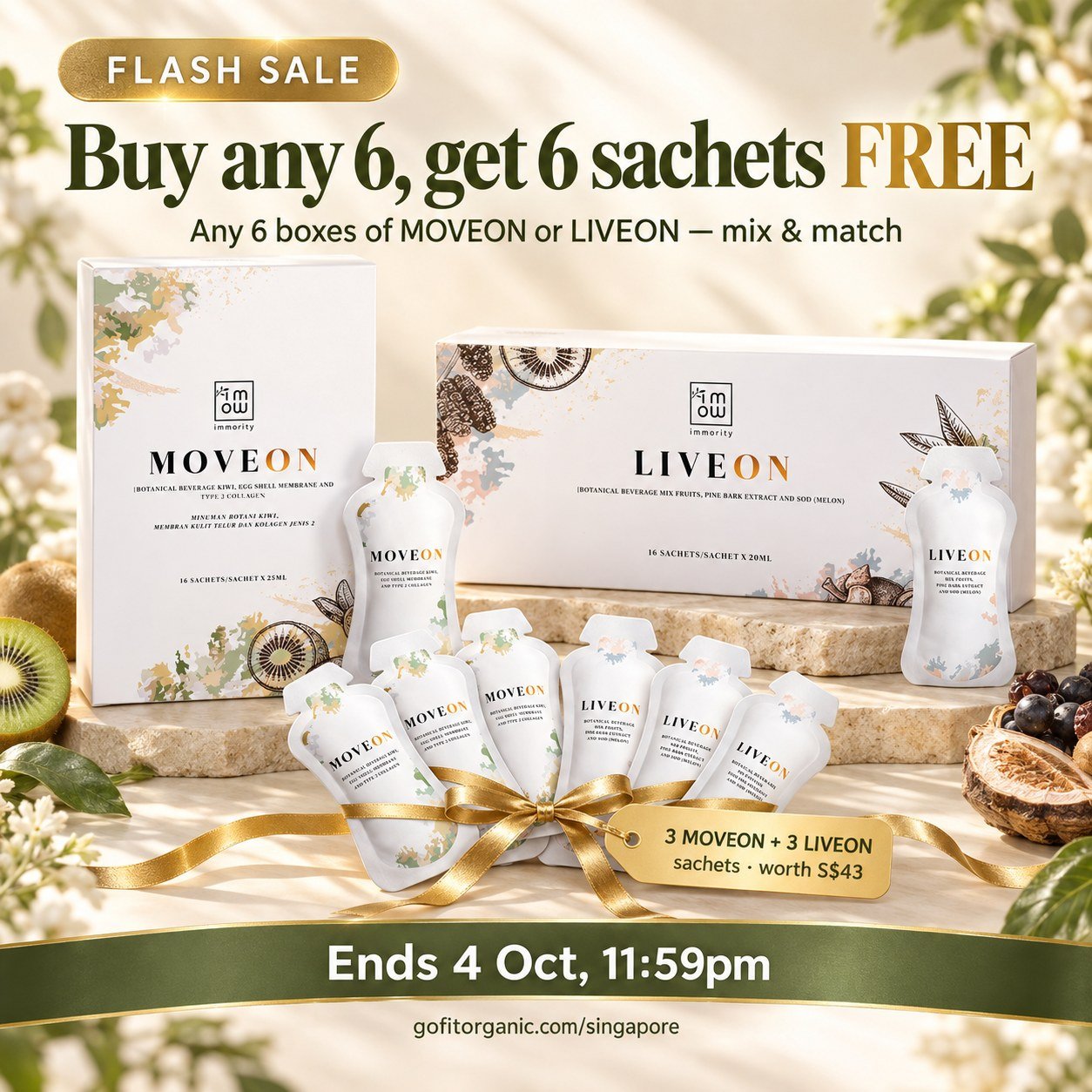 Flash sale until 4 Oct, 11:59pm: Buy any 6, get 6 sachets FREE