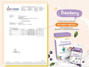 Laboratory certificate: no heavy metals found in KidAOne Elderberry + Colostrum