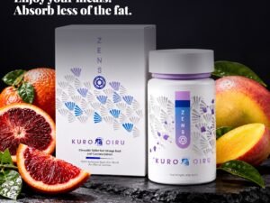 ZENSO Kuro Oiru chewable tablets with blood orange slices on black stone