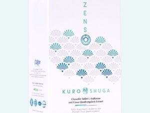 Side of the ZENSO Kuro Shuga box: chewable tablet L-arabinose and Cissus quadrangularis extract