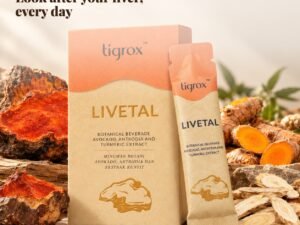 TIGROX LIVETAL antrodia drink box and sachet with antrodia mushroom and fresh turmeric