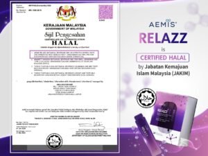 JAKIM halal certificate for AEMIS RELAZZ, valid until May 2028