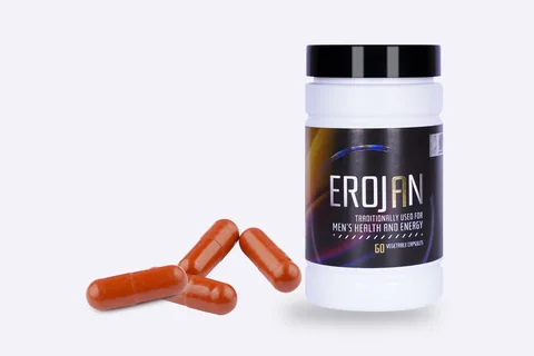 EROJAN capsules beside the bottle.