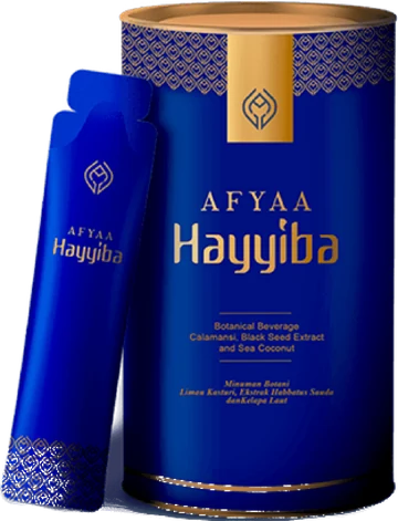An AFYAA Hayyiba tin and a sachet