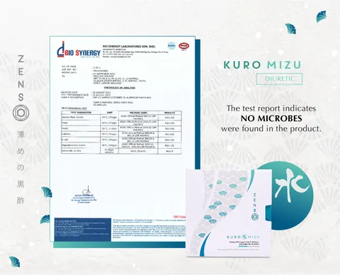 Bio Synergy Laboratories microbe test report card for Kuro Mizu