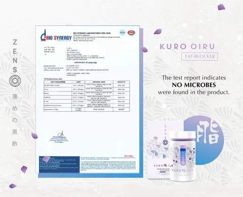 Bio Synergy Laboratories microbe test report card for Kuro Oiru