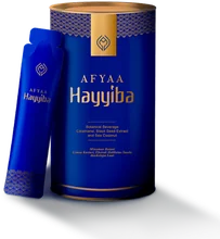 The AFYAA Hayyiba tin and a sachet